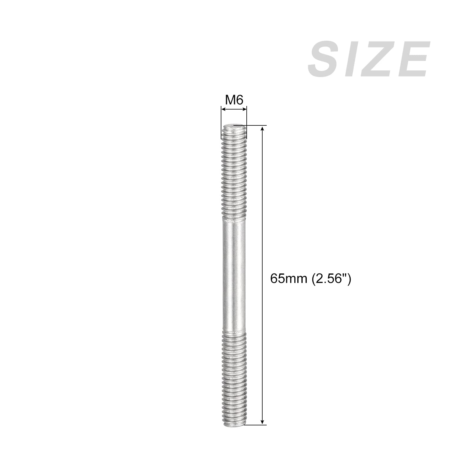 M6x65mm Acciaio Inox 304 Doppia Estremità Prigioniero Filettato Vite 10pz