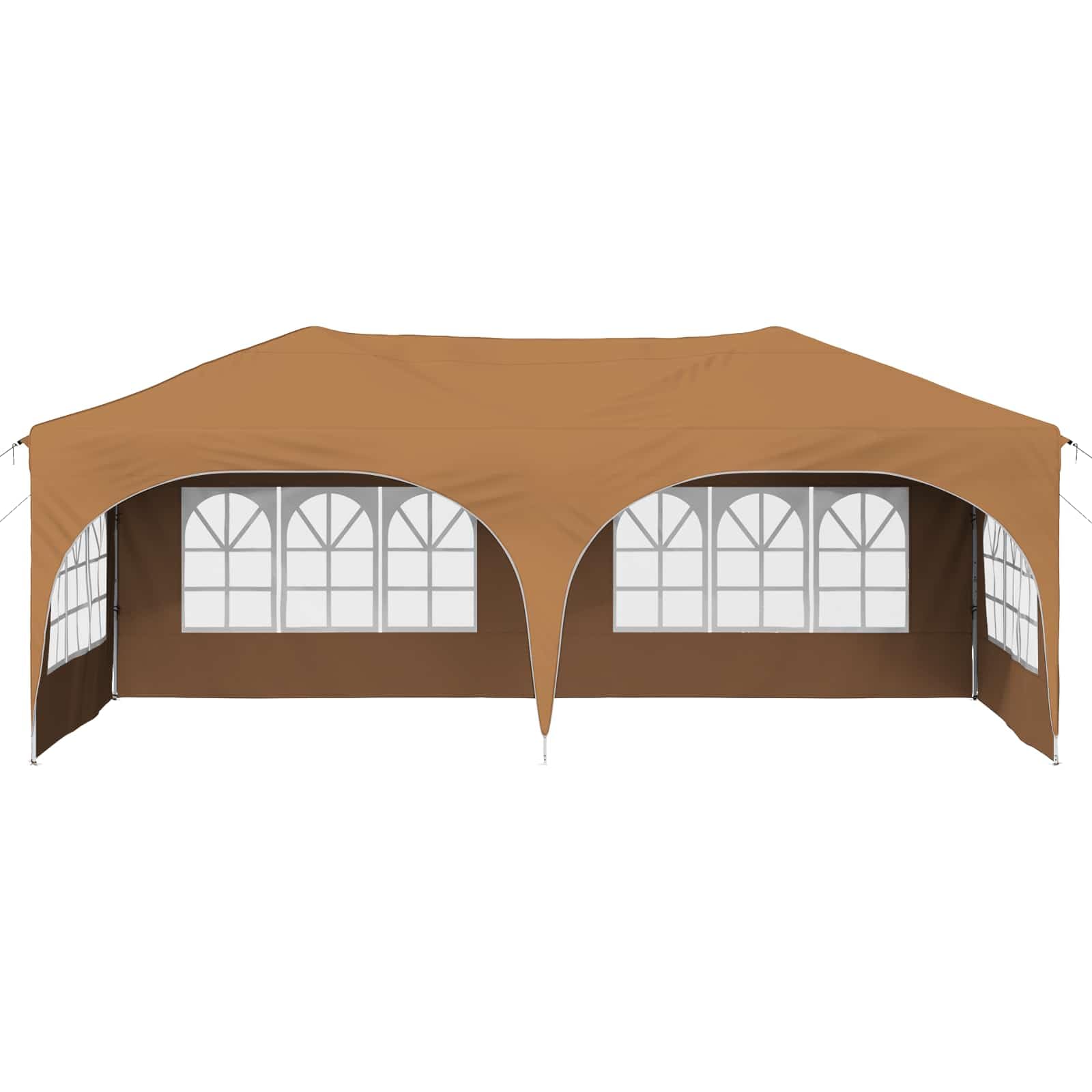 Namiot imprezowy Pop-up z wytrzymałego materiału Oxford 575 x 288 x 245 cm, beżowy, z ochroną przed promieniowaniem UV i wodoszczelnym dachem, składany i z regulacją wysokości, do ogrodu, na