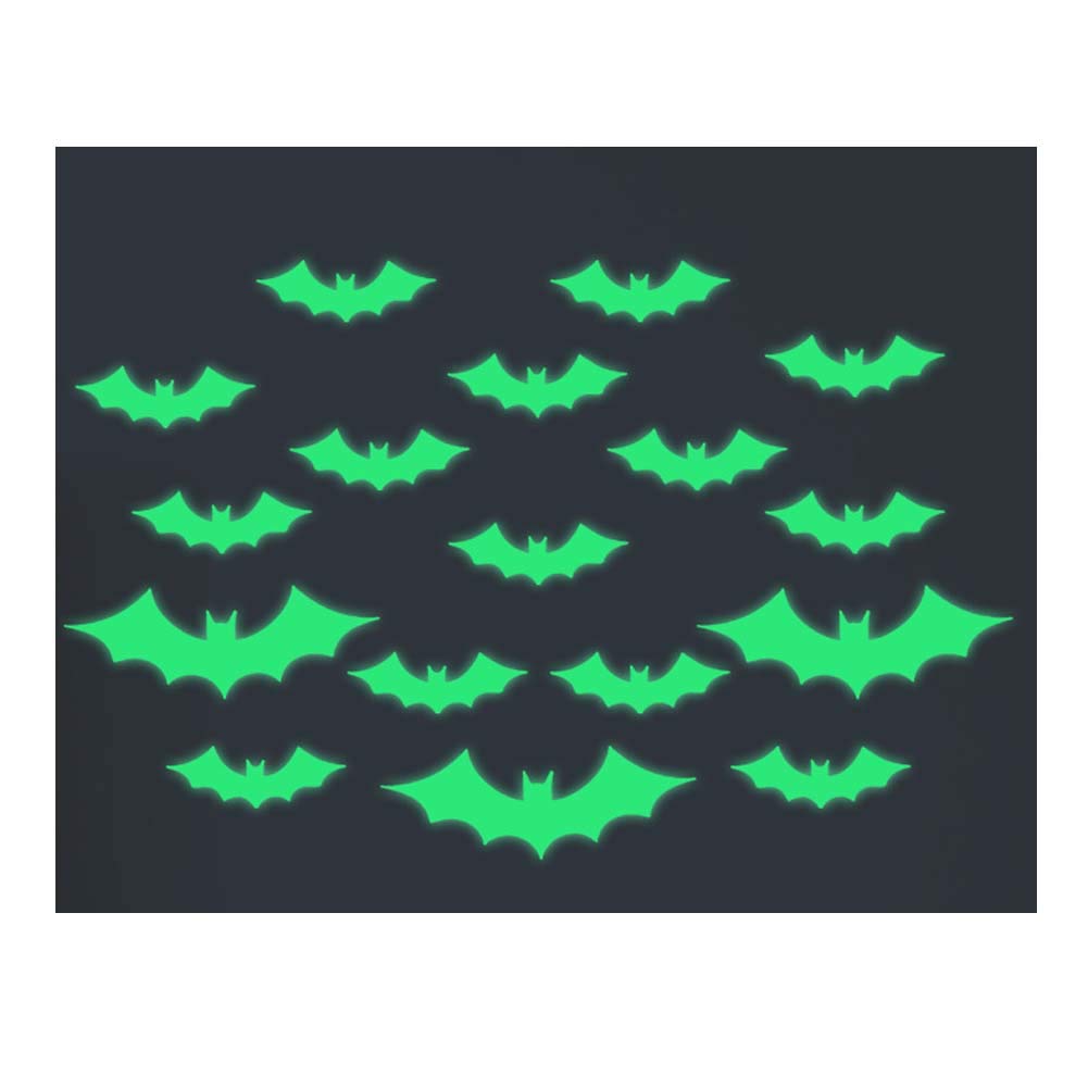 Lichi Luminous Fluorescent Assorted Glow in The Dark Bats Cartoon Wall Stickers for Halloween Party Nursery Room Stickers