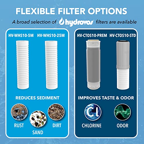 Hydrovos 10-Inch Whole House Water Filter System, Nsf Certified Reduces Sediment, Features 3/4” Stainless Steel Ports, Built-In Pressure Relief And Bypass Valve, One 5-Micron Water Filter Included #TOP3