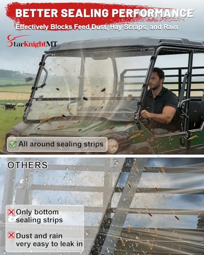 Image of StarknightMT Flip Windshield Compatible with Kawasaki Mule Pro FXT FX DX(T)