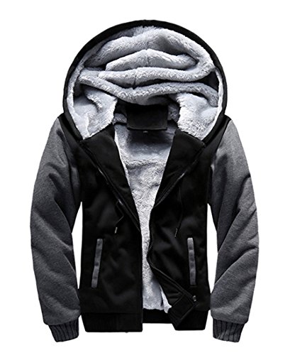 FOURSTEEDS Damen Kapuzenpullover mit dickem Wollfutter, warme Winterjacke - Schwarz - X-Groß Cover