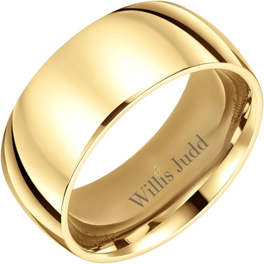 8mm Engraved I Love You 8mm Gold Titanium Ring Wedding Ring For Men In Wooden Box Polished Finish Comfort Fit