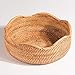WZHZJ Assiette de Fruits en rotin, rotin à la Main Accueil Fruit Basket Wave Shape Fruit Bowl Bambou Corbeille à Pain Porte de Stockage