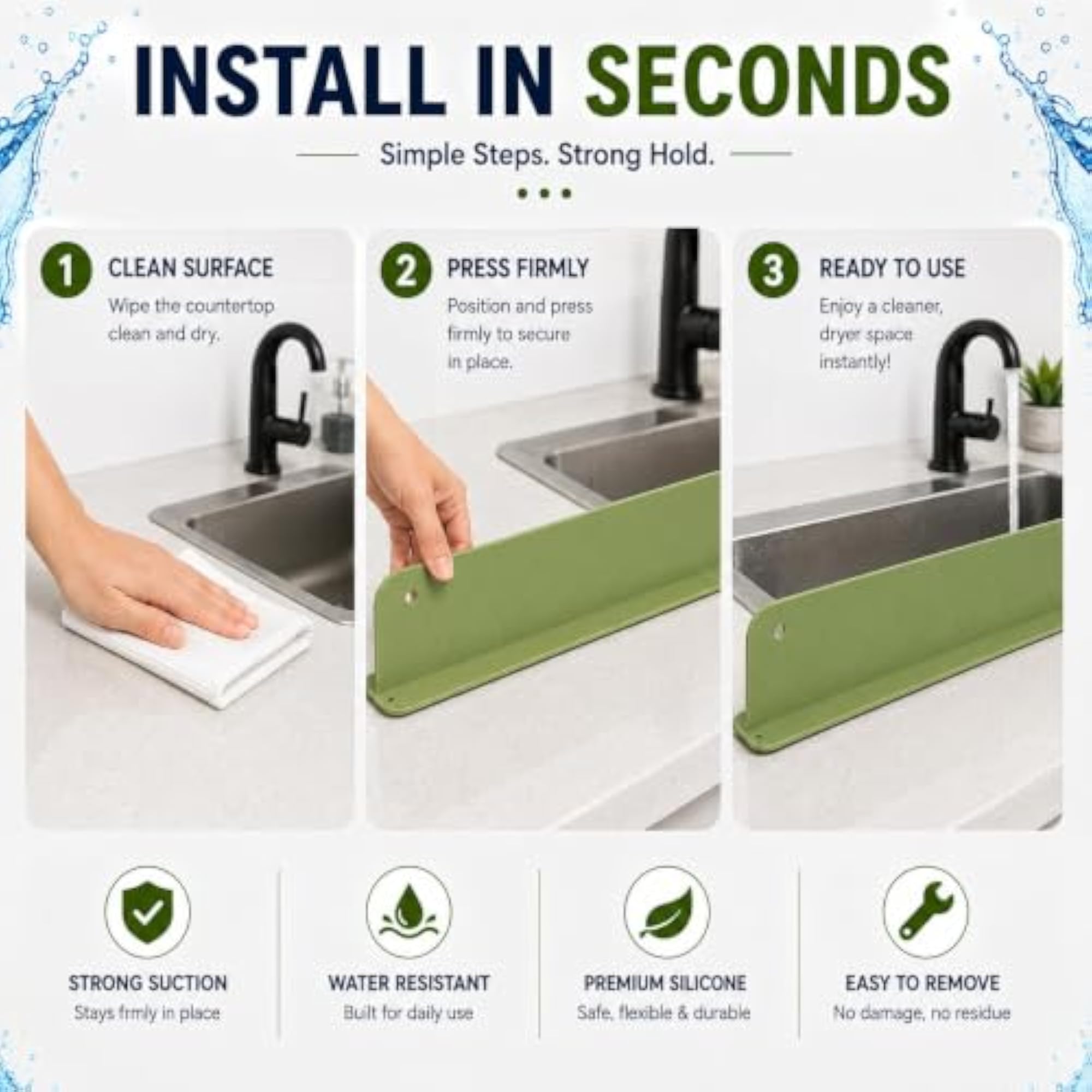 2PCS Silicone Sink Splash Guard
