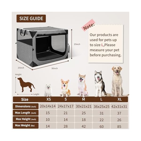 Dog-Crate36x25x25-Inch-Large-Dog-Crate-for-Large-or-Medium-Dogs-Portable-and-Foldable-Design-of-Dog-Cage-Perfect-for-Travel-or-Home-Use-Dog-Kennel-with-3-Door-and-Durable-Mesh-Windows-Grey Dog-Crate36x25x25-Inch-Large-Dog-Crate-for-Large-or-Medium-Dogs-Portable-and-Foldable-Design-of-Dog-Cage-Perfect-for-Travel-or-Home-Use-Dog-Kennel-with-3-Door-and-Durable-Mesh-Windows-Grey