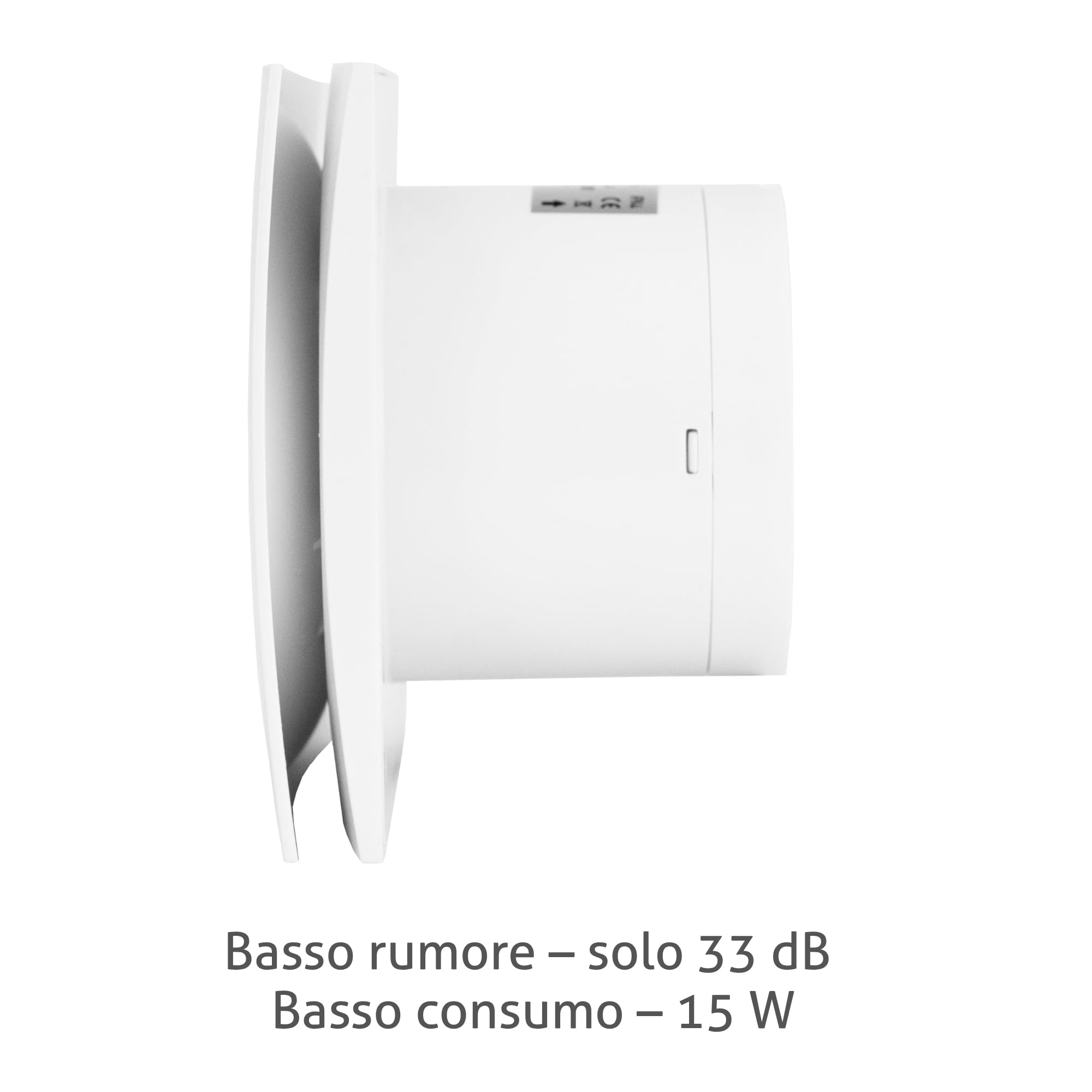 Turbionaire RING 100 SW Aspiratore da bagno, Doppia Aspirazione Perimetrale e Frontale, 100 mm, Bianco, Valvola di Non Ritorno, Protezione IPX4, contro umidità e muffa
