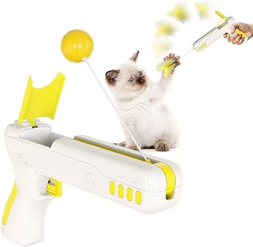 Interactive Cat Feather Ball Teaser Controllable Rebound Pet Toy for Indoor, Punch Exerciser Training Game for Kitten