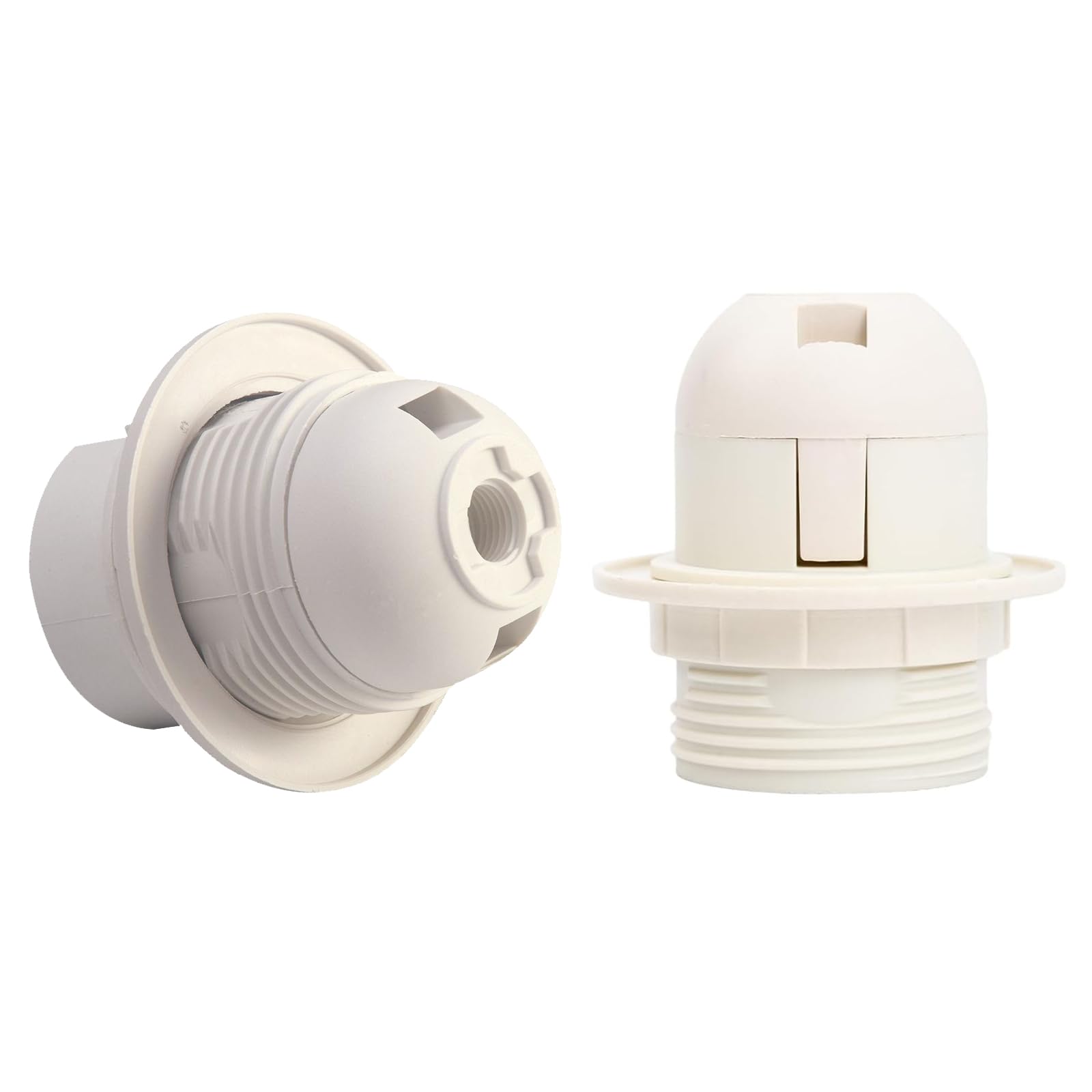 2 Pcs Lamp Holder White Plastic E27 Threaded Light Socket with Lamp Shade Ring for Table and Floor Lamps VDE CE Certified Medium Base Screw Fitting Ideal for Light Bulb Holder - Image 4