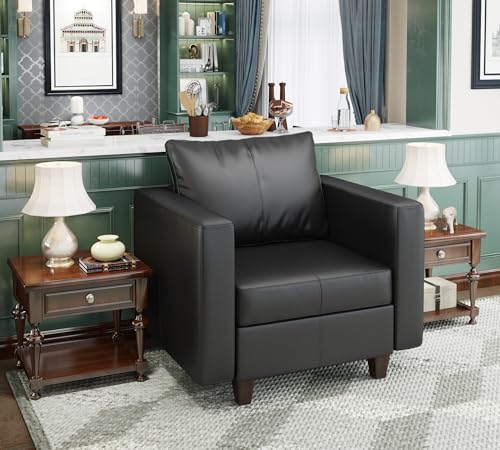 Sillón Modular Moderno Negro de Cuero Artificial miniatura 1