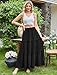 Arolina Women's Black Skirts with Pockets 2025 Casual Flowy A Line Maxi Skirts High Waisted Pleated Tiered Long Skirts M