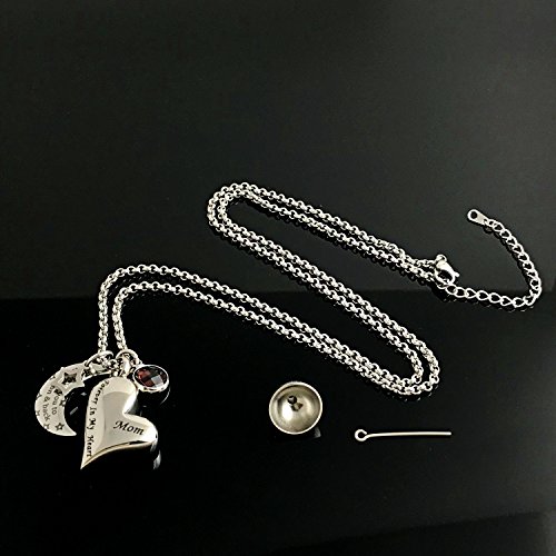 YOUFENG Urn Necklaces for Ashes I Love You to the Moon and Back for Mom Cremation Urn Locket Birthstone Jewelry4