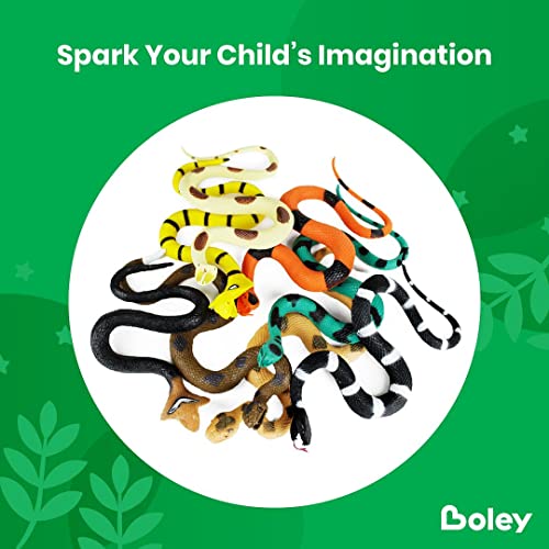 Boley Giant Realistic Rubber Snakes - 8 Pack 18" Long Realistic Fake Snake Toy Set - Pack Includes Python, Rattlesnake, Cobra - Prank Toys, Theater Props, And Party Favors - Rubber Snakes For Kids! #TOP1