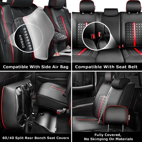 Image of Carlimeki Leather Seat Covers Custom Fit for Tacoma Gen 2nd (2005-2015) | For Double & Crew Cab only - Fits Base, PreRunner, TRD Pro - Fully Covered - Fit Like a Glove
