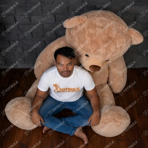 Image of 4 Feet Standing Teddy Bear Camel Color | 43 Inches Giant Soft Plush Teddy for Girls & Kids | Imported Premium Fabric Hugging Teddy Bear for Birthday, Anniversary & Valentine Gift