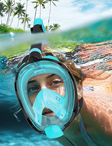 WSTOO Máscara de Snorkel de Cara Completa, Equipo de Snorkel Dry Top para Adultos, Diseño Plegable Panorámico de 180° con Montura para Cámara, Respiración Segura por Boca/Nariz, Anti-Niebla y Anti-Fugas miniatura 2