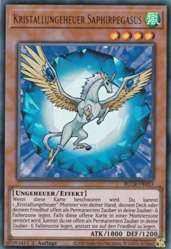 BLCR-DE053 - Kristallungeheuer Saphirpegasus - Ultra Rare - Deutsch - 1. Auflage - im Set mit Ultrapro Toploader - Yugioh