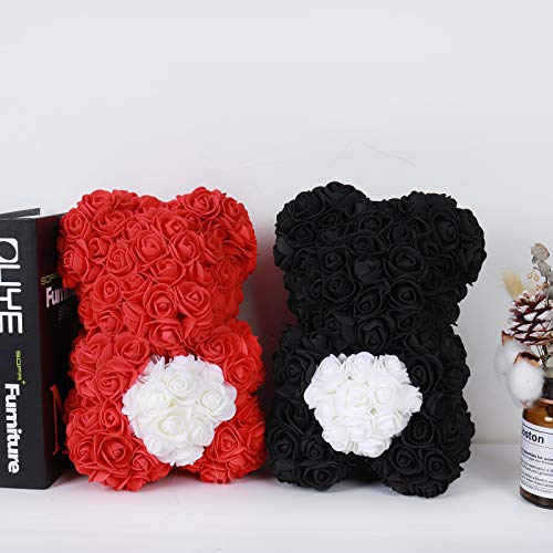 Best Friend Birthday Gifts For Women Rose Bear Forever Artificial Flowers The Best Gifts For Valentines Day,Anniversary's, Bridal Showers, Mothers - Clear Gift Box Included! 10 Inches (Black) #TOP3