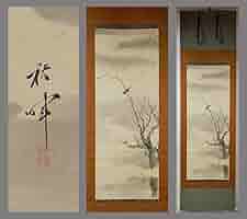【真作】掛軸　高橋五仙子　山里の風景　叙情豊かな山村風景画　日本画　R24 真作】掛軸 高橋五仙子 山里の風景 叙情豊かな山村風景画 日本