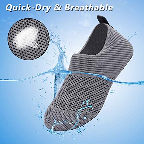 Image of ANLUKE Water Shoes for Women Men Quick-Dry Swim Shoes for Pool & Beach | Breathable knit upper with a flexible barefoot feel; ideal for pool, beach, swim, yoga or slippers.