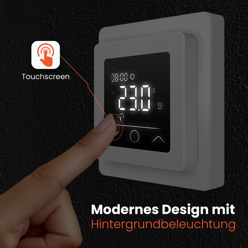 Touchthermostat, Heizungsthermostat – Digital Thermostat Heizung, Thermostat Fußbodenheizung, Thermostat Heizung (Weiß)