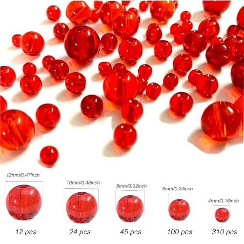 FAPUMOE Red Round Crystal Glass Beads for Jewelry Making (4/6/8/10/12mm) - Image 2
