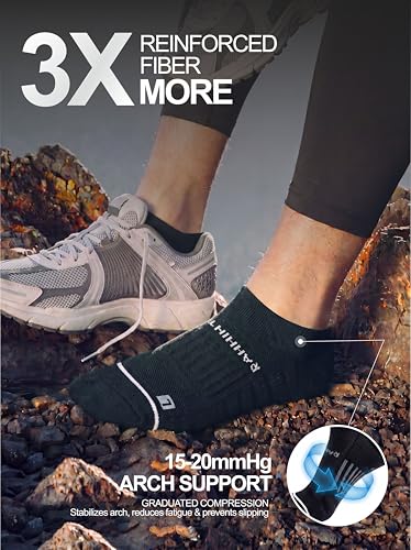 Image of Rahhint No Show Compression Running Socks Coolmax Anti Blister Full Sole Cushion Ankle Slip Resistant Heel Tab Workout Golf