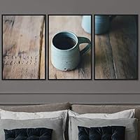 3 Piece Framed Canvas Wall Art Coffee Canvas Prints Home Artwork Decoration for Living Room,Bedroom - 16