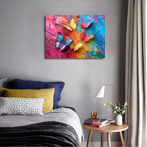 Toile d'art colorée avec papillons style fleurs sauvages - 3