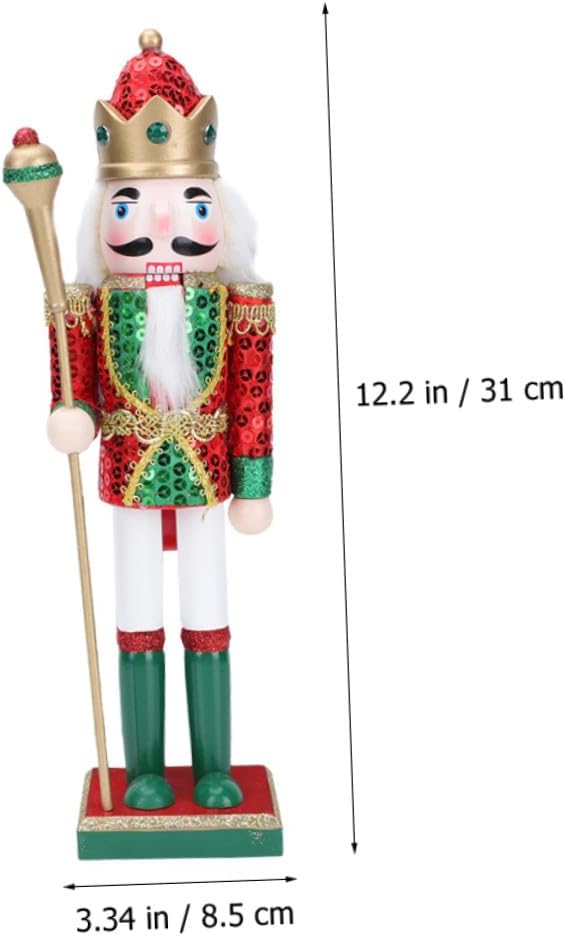 Christmas Nutcracker Decor Wooden Nutcracker Soldier Figurine Green Holiday Ornament for Christmas Home Table Decoration