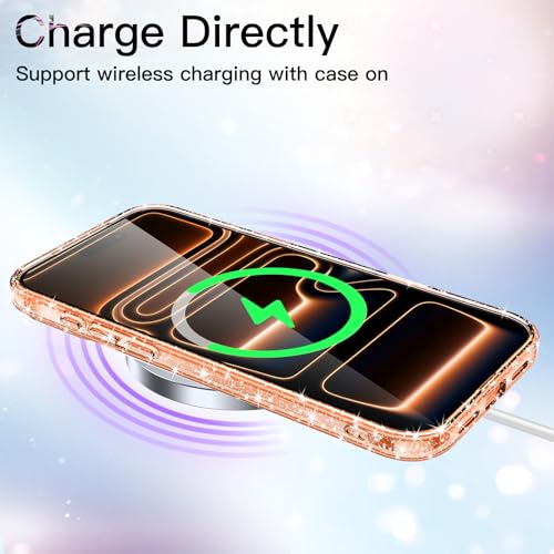 Image of JETech Glitter Case for iPhone 17 Pro, Orange | Cover Sparkly Glitter Design, Shockproof Protection, Clear Back, Stylish Look