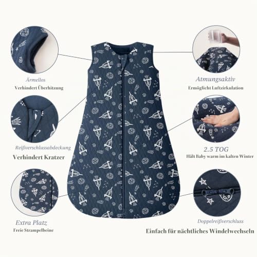 Looxii Schlafsack Baby Winter Baumwolle 2.5 TOG Warm Winterschlafsack Weich Babyschlafsack Neugeborene im 18-24 Monaten Perfekte für Herbst… – Ansicht 2