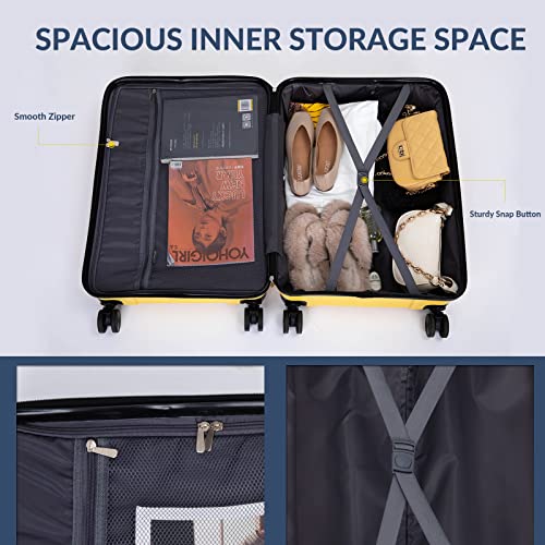 Travelhouse Luggage Sets 3 Piece PP Suitcase Set Hardside Spinner Wheel Luggage Clearance Lightweight TSA Lock for Travel, Business(20/24/28)(Yellow) 6