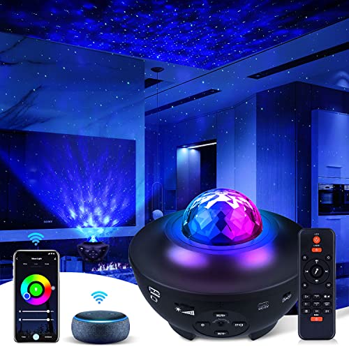 Galaxy Projector Star Projector Work with Alexa Google Home Galaxy Cove Projector with Bluetooth Music Speaker, Galaxy Globe Projector Remote Control Galaxy 360 Pro Galaxy Light Projector for Bedroom