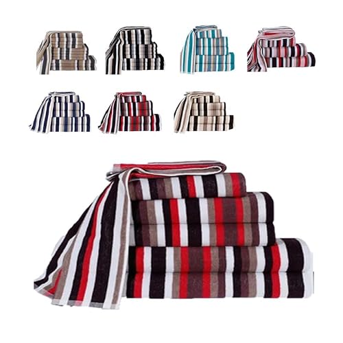 Northern Luxe 100% Egyptian Cotton Royal Victorian Stripe Towel Set – Bale of 6 (2 Hand Towels, 2 Bath Towels, 2 Bath Sheets) – Purple– Soft & Highly Absorbent 550 GSM Towels for Home, Gym, or Spa