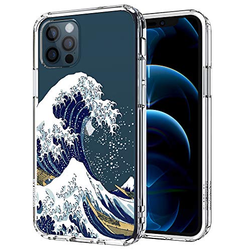 MOSNOVO Tokyo Wave Pattern Designed for iPhone 12 Case 6.1 Inch/Designed for iPhone 12 Pro Case 6.1 Inch - Clear
