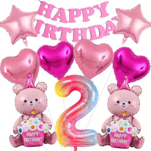 10 Pièces Decoration Anniversaire Minni Moue 2 Ans Garçon Fille, Minni Moue Ballons Set de Décoration de Fête, Ballon en Aluminium de Anniversaire pour...