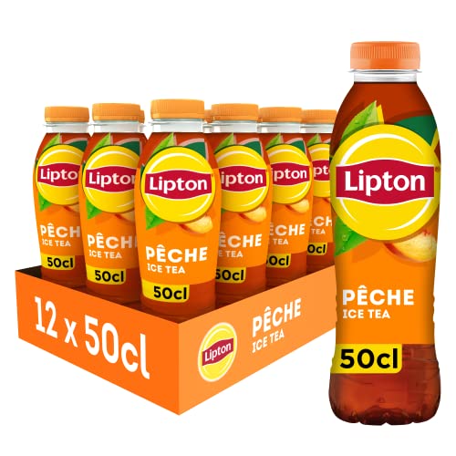 LIPTON Ice Tea Thé Glacé Saveur Pêche - Lot de 12x50cl
