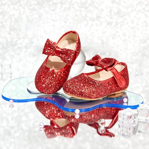 Image of PHIRAMIN Toddler Flower Girl Dress Shoes - Little Girl Mary Janes Flats Wedding