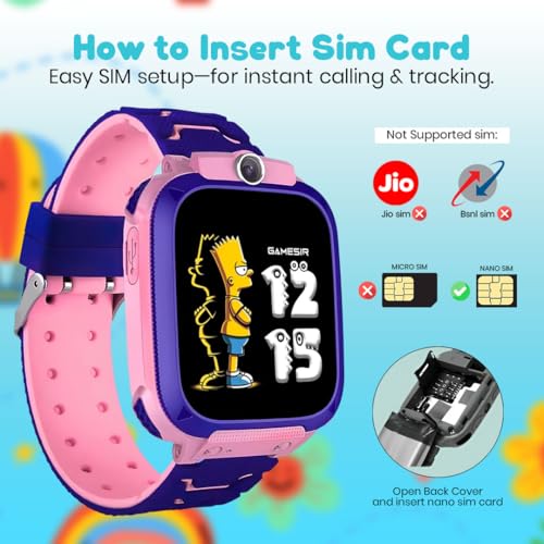 Image of GameSir Q18 Kids Smart Watch, 2G /3G Connectivity, Voice Calling, GPS Tracker, Two-Way Calling, SOS Function, Camera & Water Rasistence, Smartwatch for Kids - Boys & Girls - (Pink)