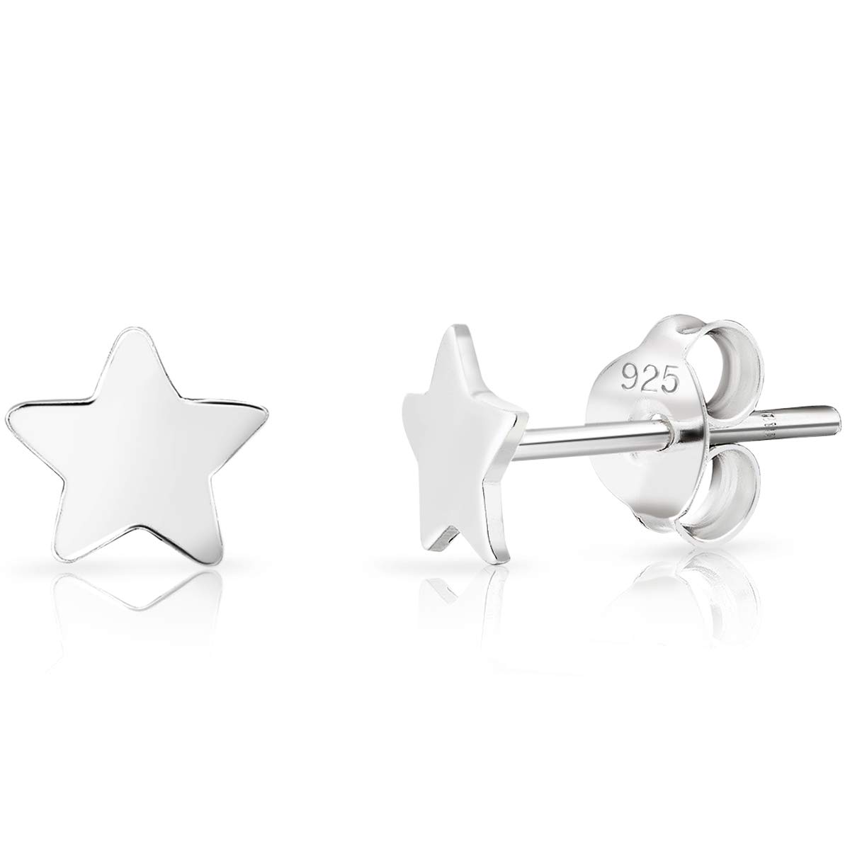 DTPsilverAretes de Plata Pequeños - Pendientes Mujer Plata de Ley 925, Chapado en Oro Amarillo o Rosa - Estrella pequeña - Diámetro: 6 mm