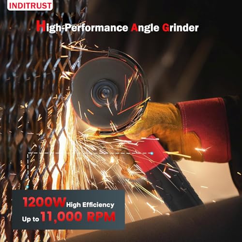 Image of Inditrust 1200W 3 MONTHS WARRANTY 100% Copper Winding Electric angle grinder machine 4inch with 1pc grinding wheel