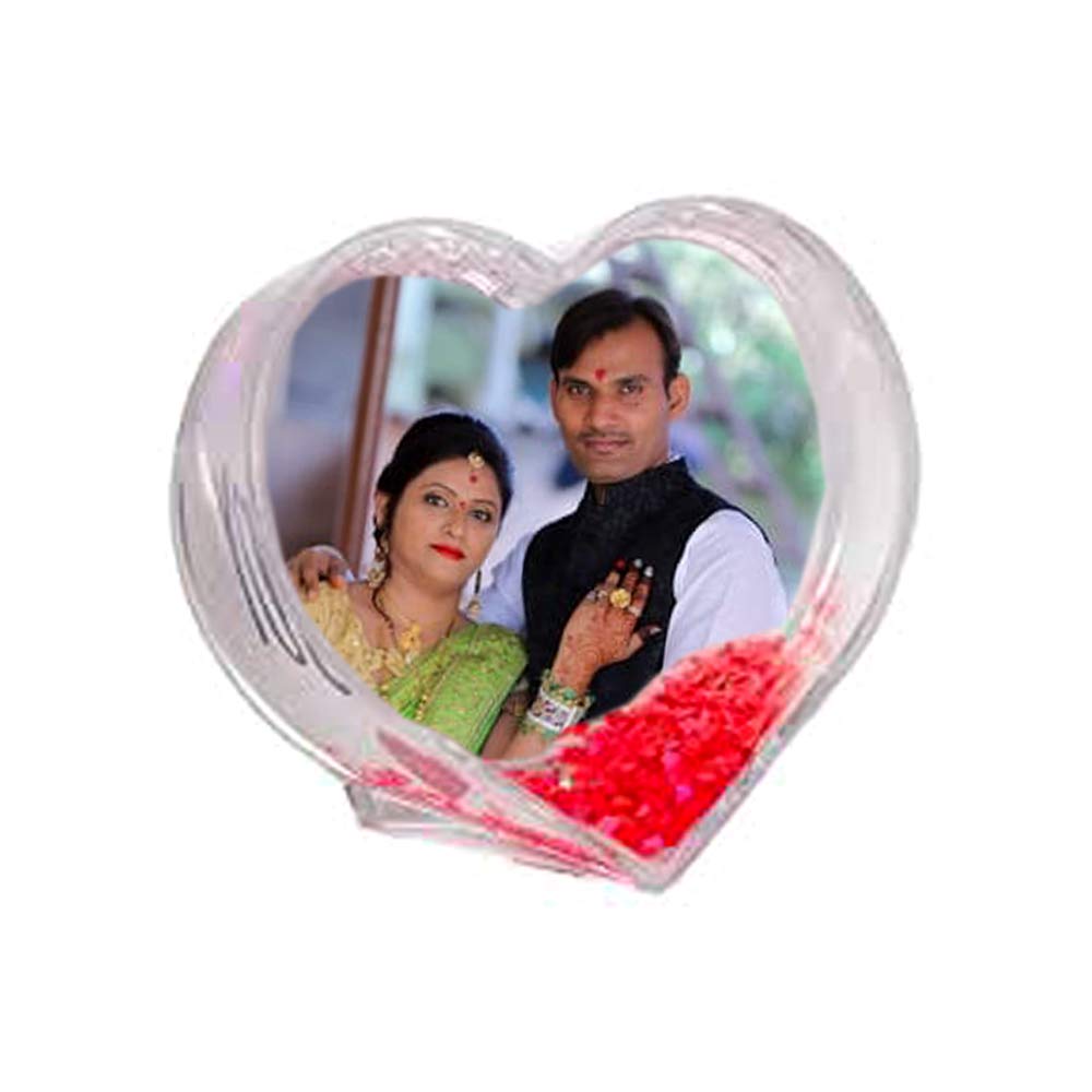 My Magic Personalized Heart Shape Glitter Photo Frame (10X10CM) , plastic , Tabletop ,Transparent