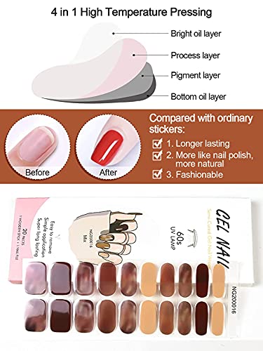 Kalolary 20 Stickers Nagelgellakstrips, volledig omwikkeld Nagellakstickers Uitgeharde gelnagelstrips Zelfklevende… - Afbeelding 7