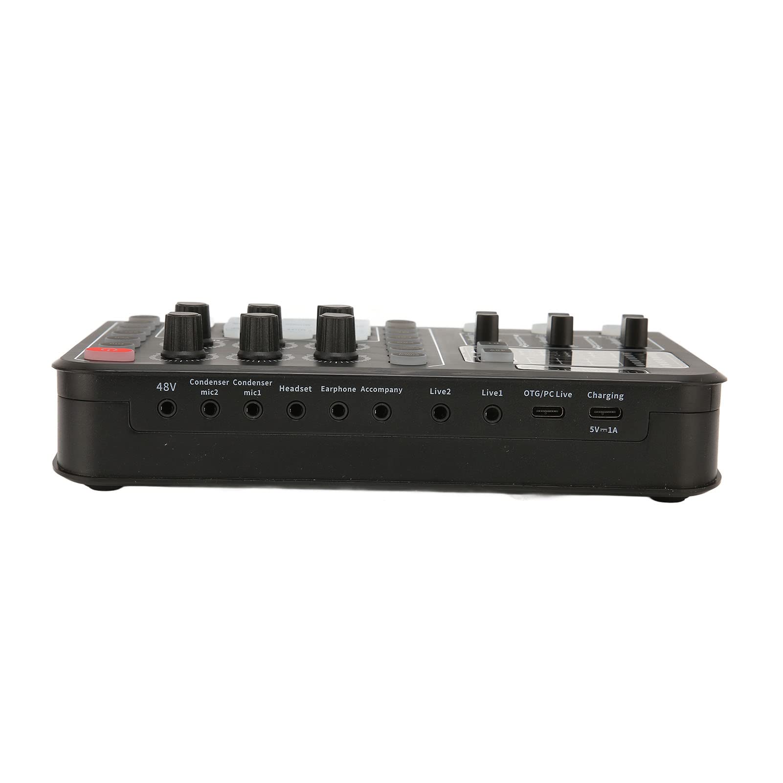 Goshyda Live-Soundkarte, Multifunktionaler Tragbarer Audio-Mixer, DJ-Sound-Mischpult mit Rauschunterdrückung, Voice-Changer-Sound-Mixer-Board, für Live-Streaming, PC, Aufnahmestudio und Spiele