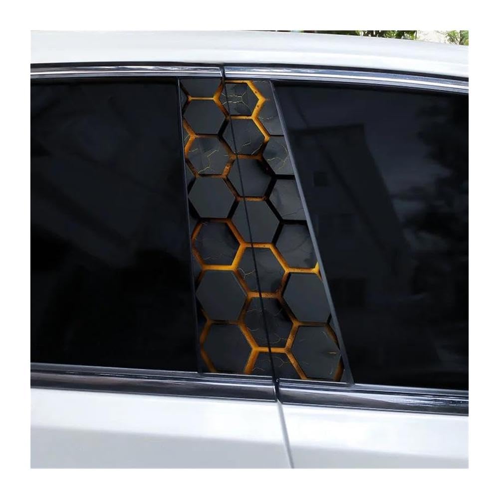 Body Parts 2pcs Car Center Pillar Sticker Honeycomb Universe Auto B-Pillar Waterproof Protective Film(H)
