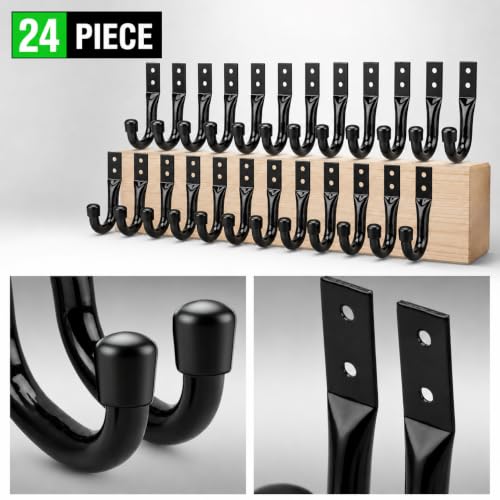 Image of 24-piece Heavy Duty Garage Storage Hooks, Bike Hooks for Garage Wall, Utility Garage Hooks, Wall Mount J Hook for Hanging, Large Metal Storage Organizer Tool, Extension Cord Hanger