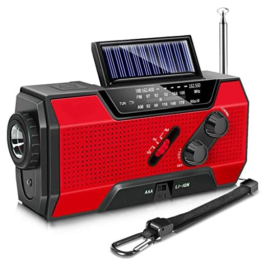 Emergency Radio, Solar Hand Crank AM/FM/NOAA Weather Radio for Household and Outdoor Emergency, with LED Flashlight, Reading Lamp, 2000mAh Power Bank USB Charger and SOS Alarm Red