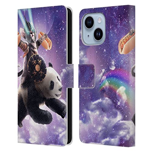 Étui portefeuille en cuir Panda Guerrier pour Apple iPhone 14 Plus Head Case