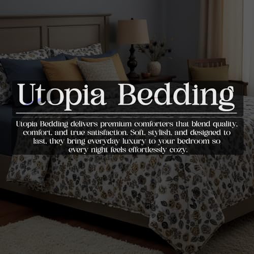 Image of Utopia Bedding Microfiber AC Comforter for King Size 220x240 cm - Lightweight, Skin-Safe & Hotel-Style Quilted Blanket with Floral Print (Beige)